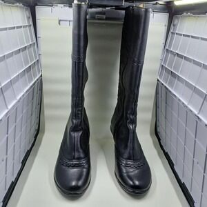 Sofft Boots Womens Size 6.5 Black Leather Knee High Side Zip Heeled Dress Tall